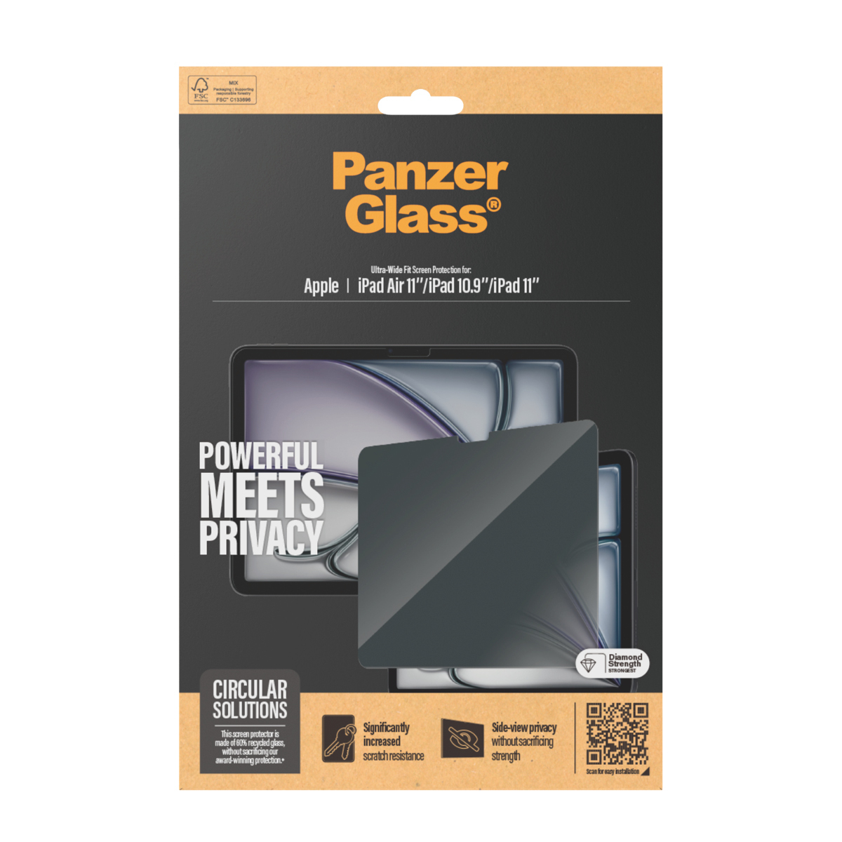PanzerGlass ® Privacy Screen Protector iPad Air 11'' (2024-2025) | iPad 11" (2025) | iPad 10.9'' (2022) | Ultra-Wide Fit Doorzichtige schermbeschermer Apple 1 stuk(s) - Afbeelding 4
