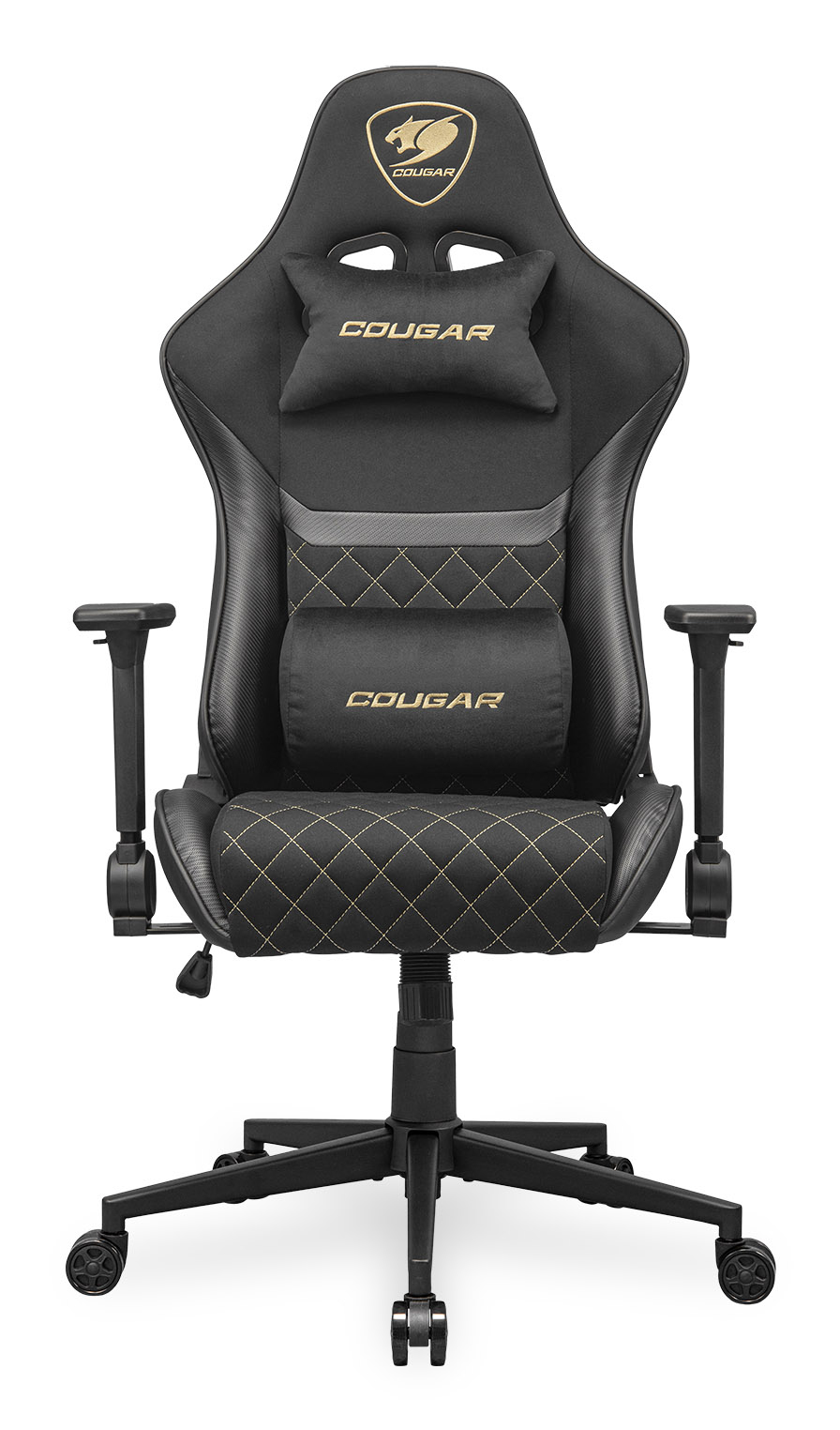 COUGAR CGR-A2F-GLB Universele gamestoel Gestoffeerde gevoerde zitting Zwart, Goud - Afbeelding 2
