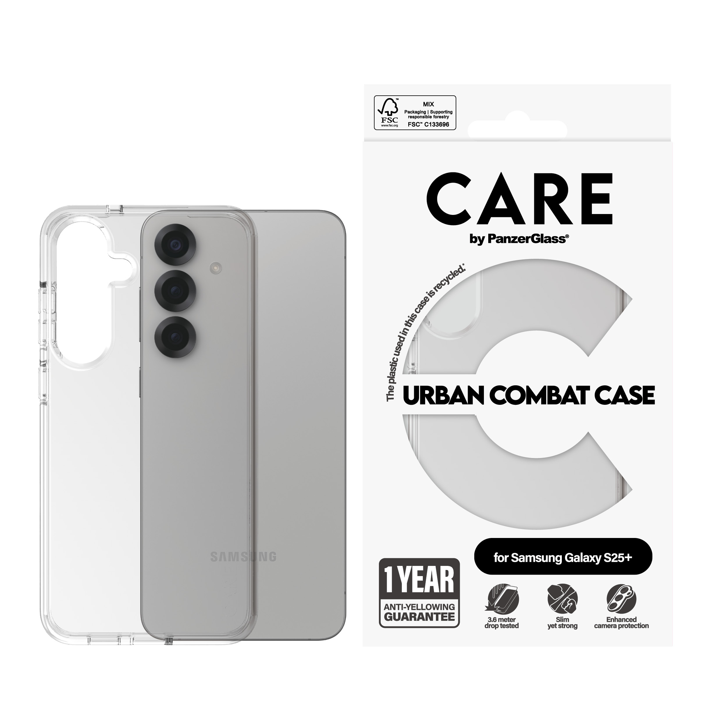 PanzerGlass CARE™ by ® Urban Combat Case Transparent Samsung Galaxy S25+ mobiele telefoon behuizingen Hoes Transparant - Afbeelding 3