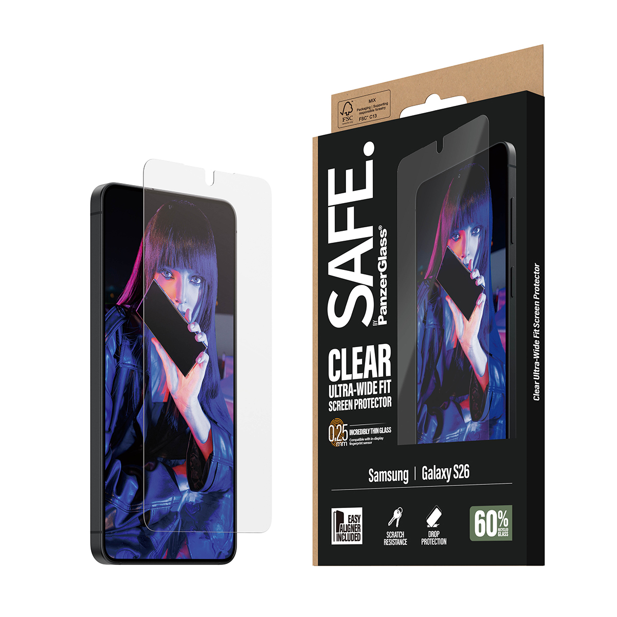 PanzerGlass SAFE. by ® Screen Protector Samsung Galaxy S26 | Ultra-Wide Fit w. EasyAligner Doorzichtige schermbeschermer 1 stuk(s) - Afbeelding 7