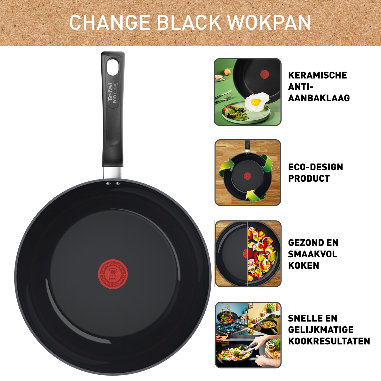 Tefal Change Black keramische wokpan 28 cm - inductie - Afbeelding 8