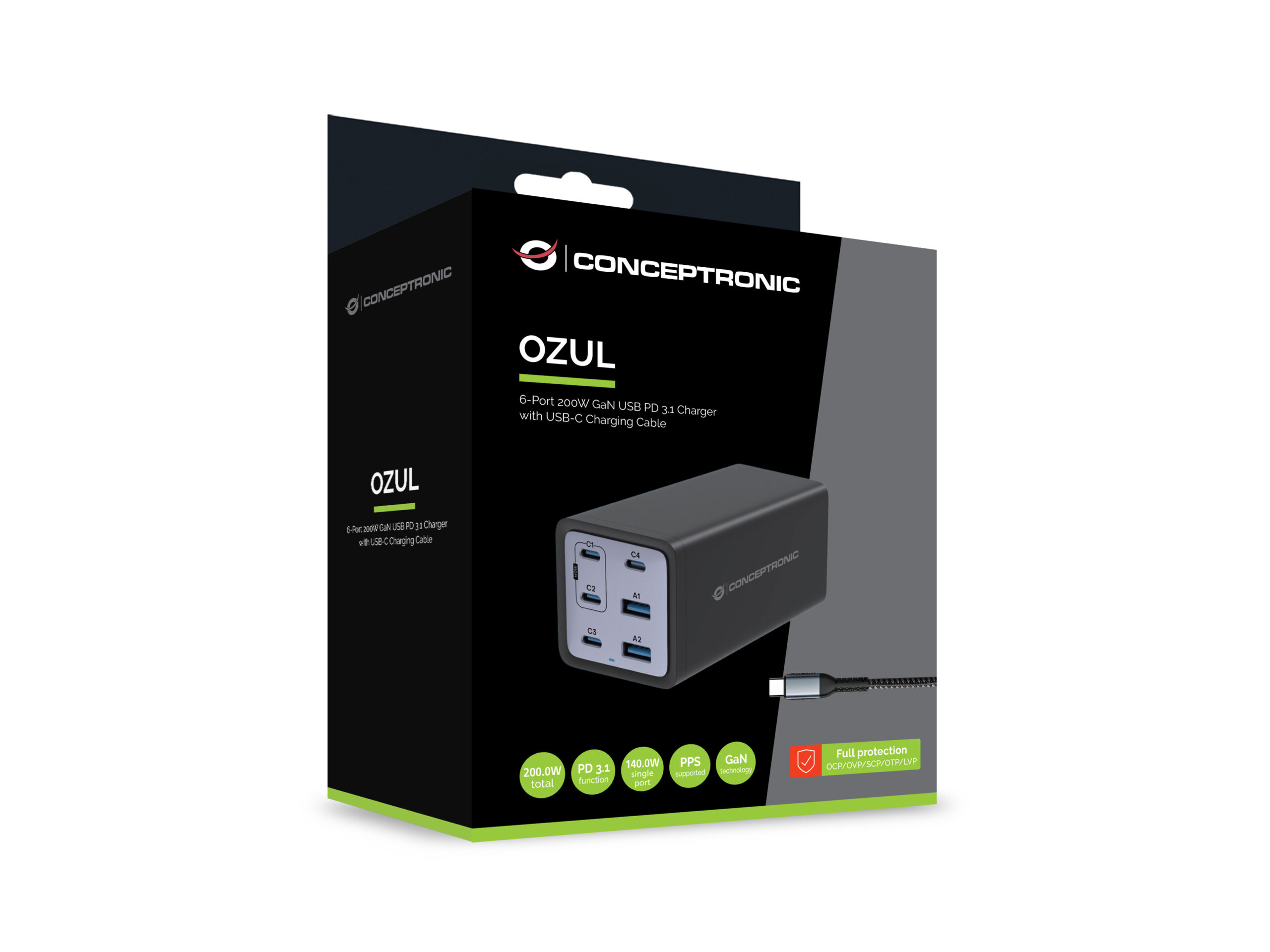 Conceptronic OZUL06BE oplader voor mobiele apparatuur Universeel Zwart AC Snel opladen Binnen - Afbeelding 5