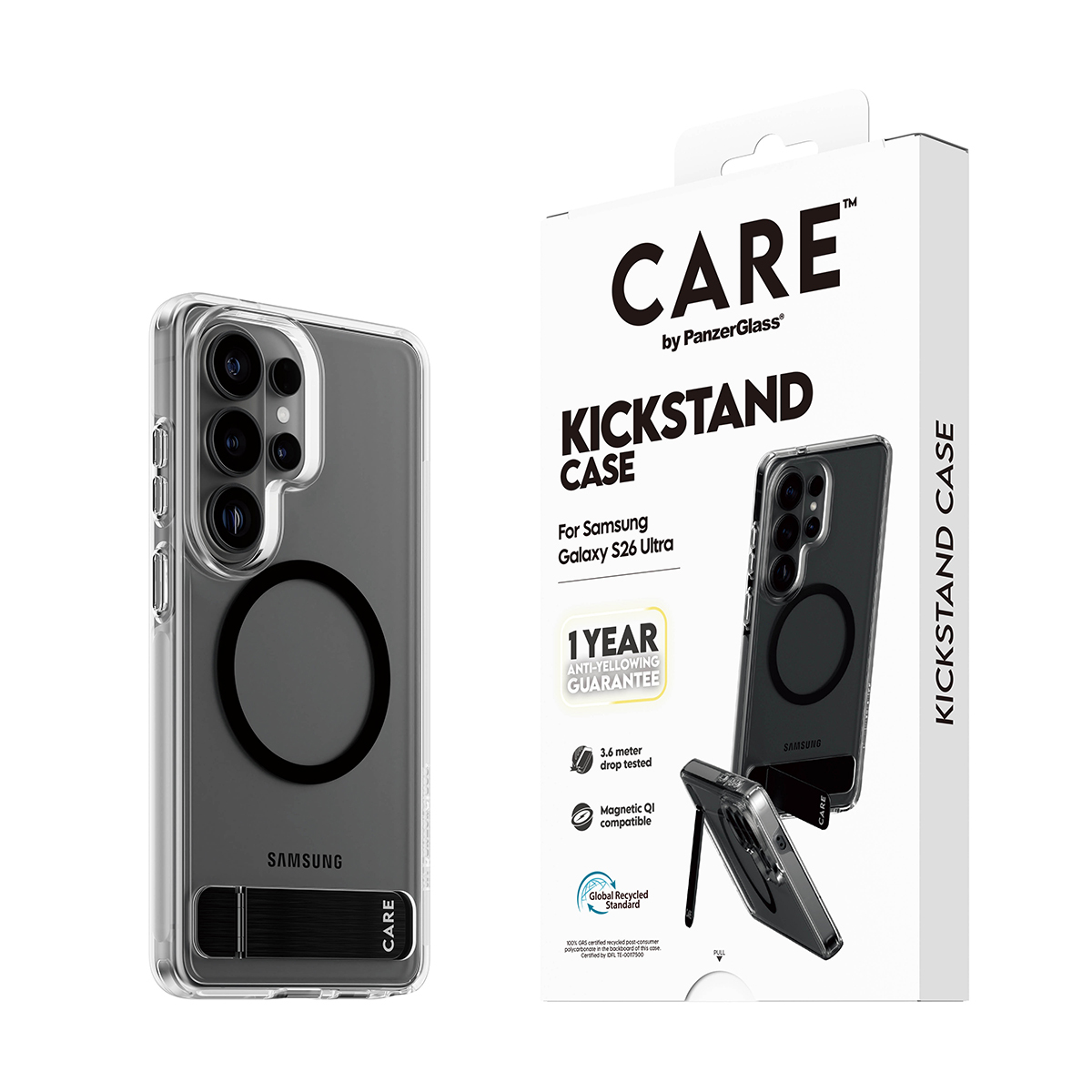 PanzerGlass CARE™ by ® Urban Explorer Case Transparent w. Black Kickstand & Qi Samsung Galaxy S26 Ultra mobiele telefoon behuizingen Hoes Transparant - Afbeelding 8