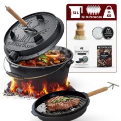 Gusskönig Eingebrannter Dutch Oven Set 12L mit Füße