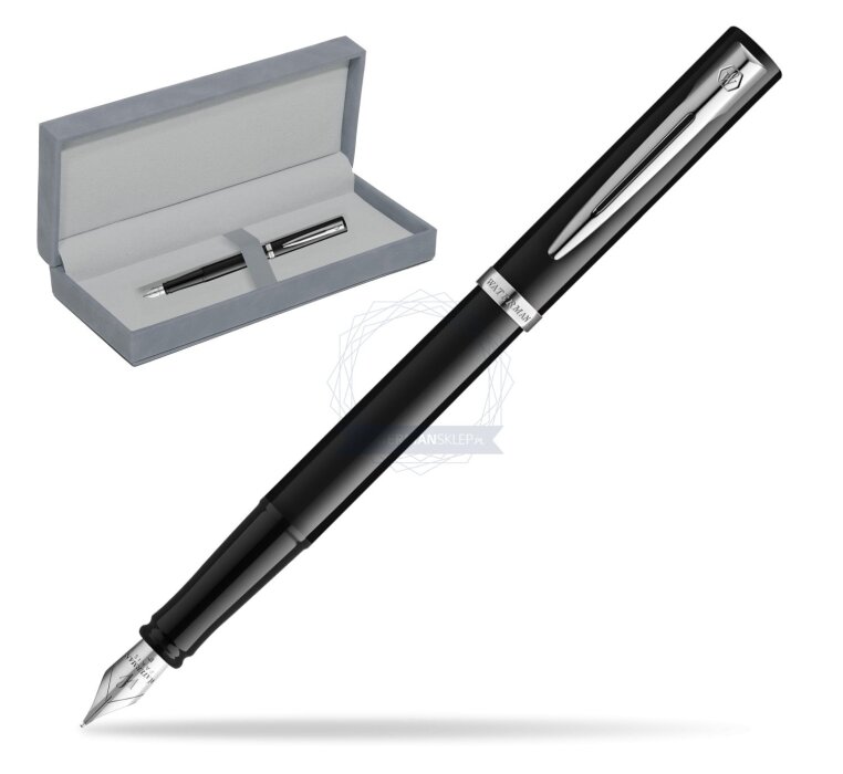 WATERMAN Füllfederhalter IMPRESSION schwarzer Lack CT F Blau Geschenkbox