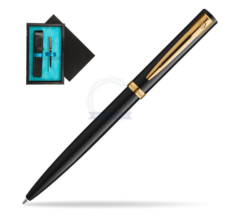WATERMAN Kugelschreiber IMPRESSION schwarzer Lack GT M Blau Geschenkbox