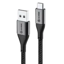 Alogic USB 2.0 gegevenskabel Type C -A M/M 3A 480 Mbps 0,3m, gr