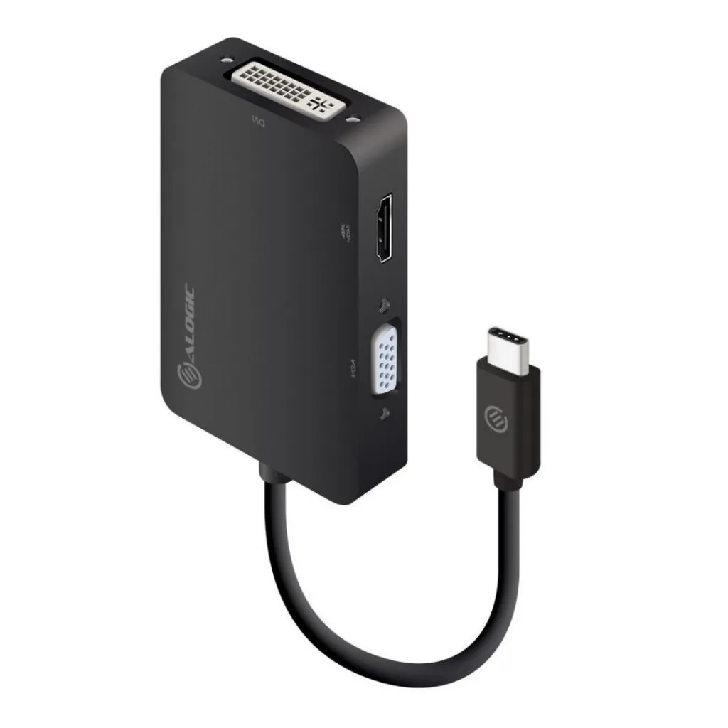 Alogic Adapter USB-C 3In1 -> HDMI VGA zwart
