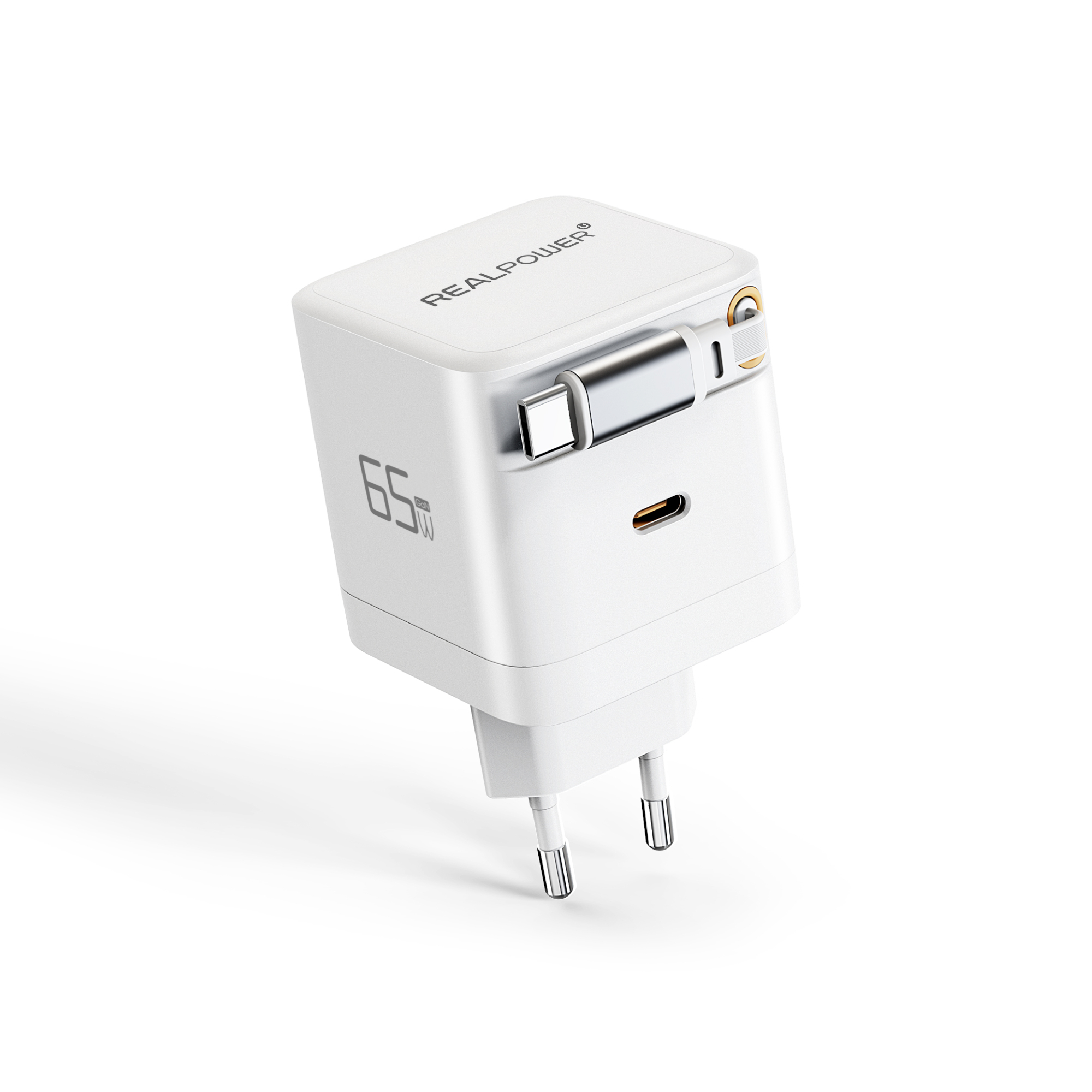 REALPOWER GaN Charger 65W weiss,65 Watt, 2x Type-C