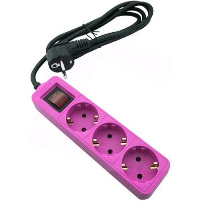 Entac Steckdosenleiste 3fach 1,5m Schalter pink