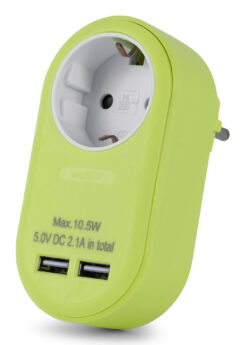 Entac Steckdosenadapter + 2x USB-A lime