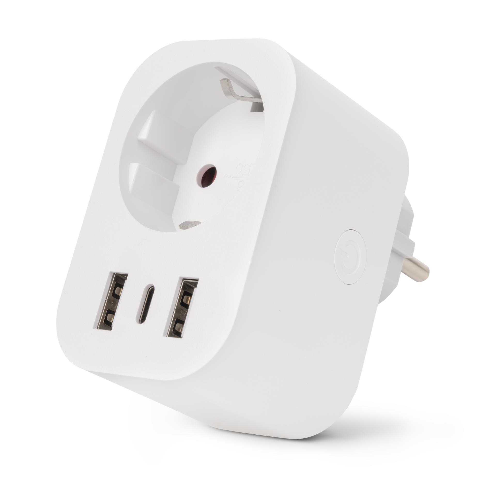 Entac WIFI Steckdosenadapter 1-fach mit 2x USB-A/1x USB-C