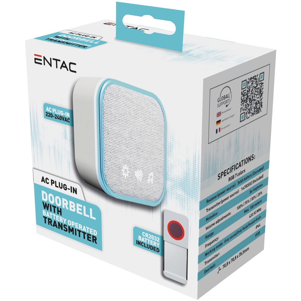 Entac Türklingel AC Plug-in IP44-Sender   inkl.  1xCR2032