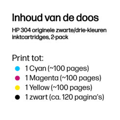 HP 304 originele zwarte/drie-kleuren inktcartridges, 2-pack - Afbeelding 4