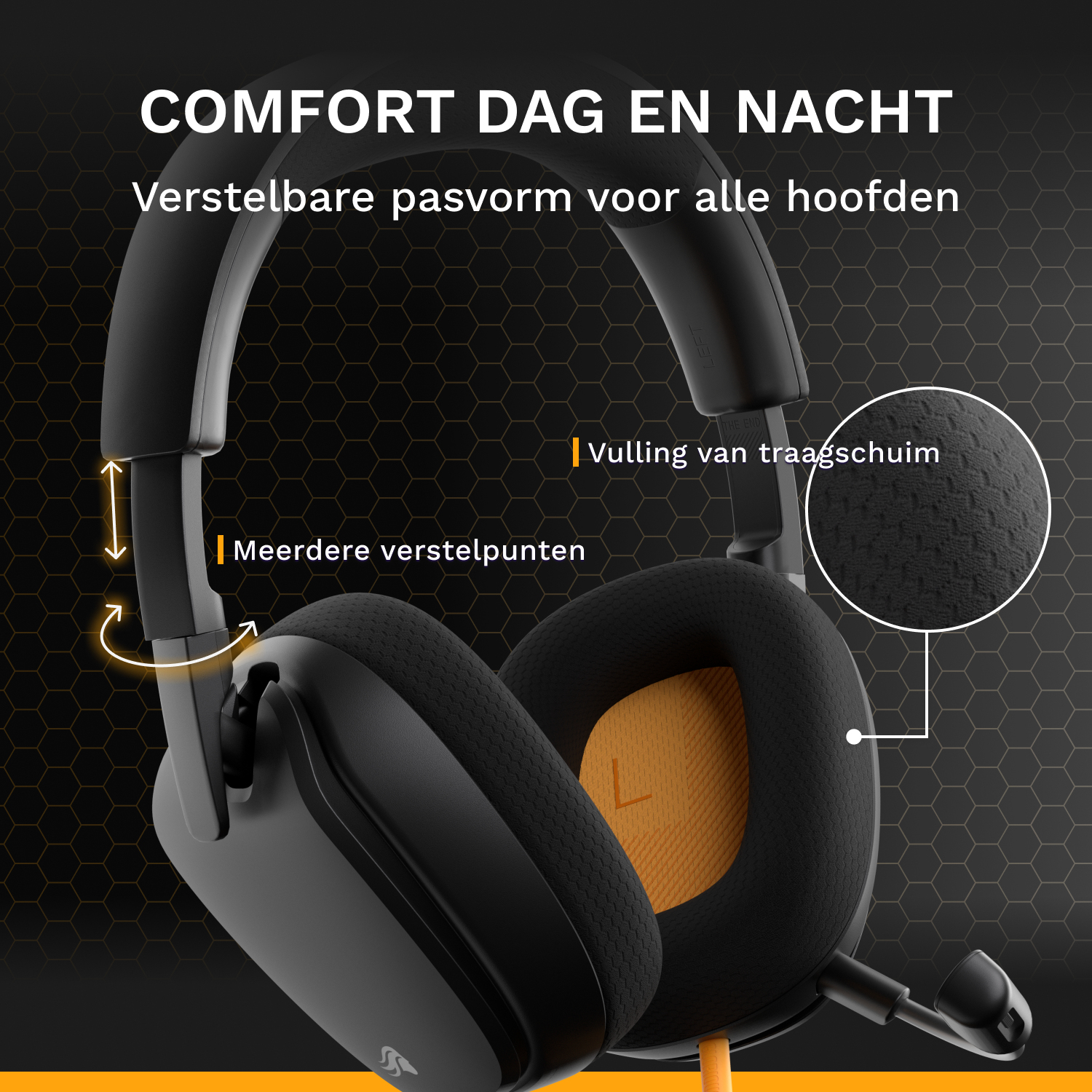 Glorious Gaming Glorious GHS Eternal - Stereo gaming headset voor pc, PS5, PS4, Xbox, Switch - Custom-tuned gekantelde drivers, verstelbare kristalheldere afneembare mic, 3,5 mm - Duurzaam dag/nacht comfort - Zwart - Afbeelding 24