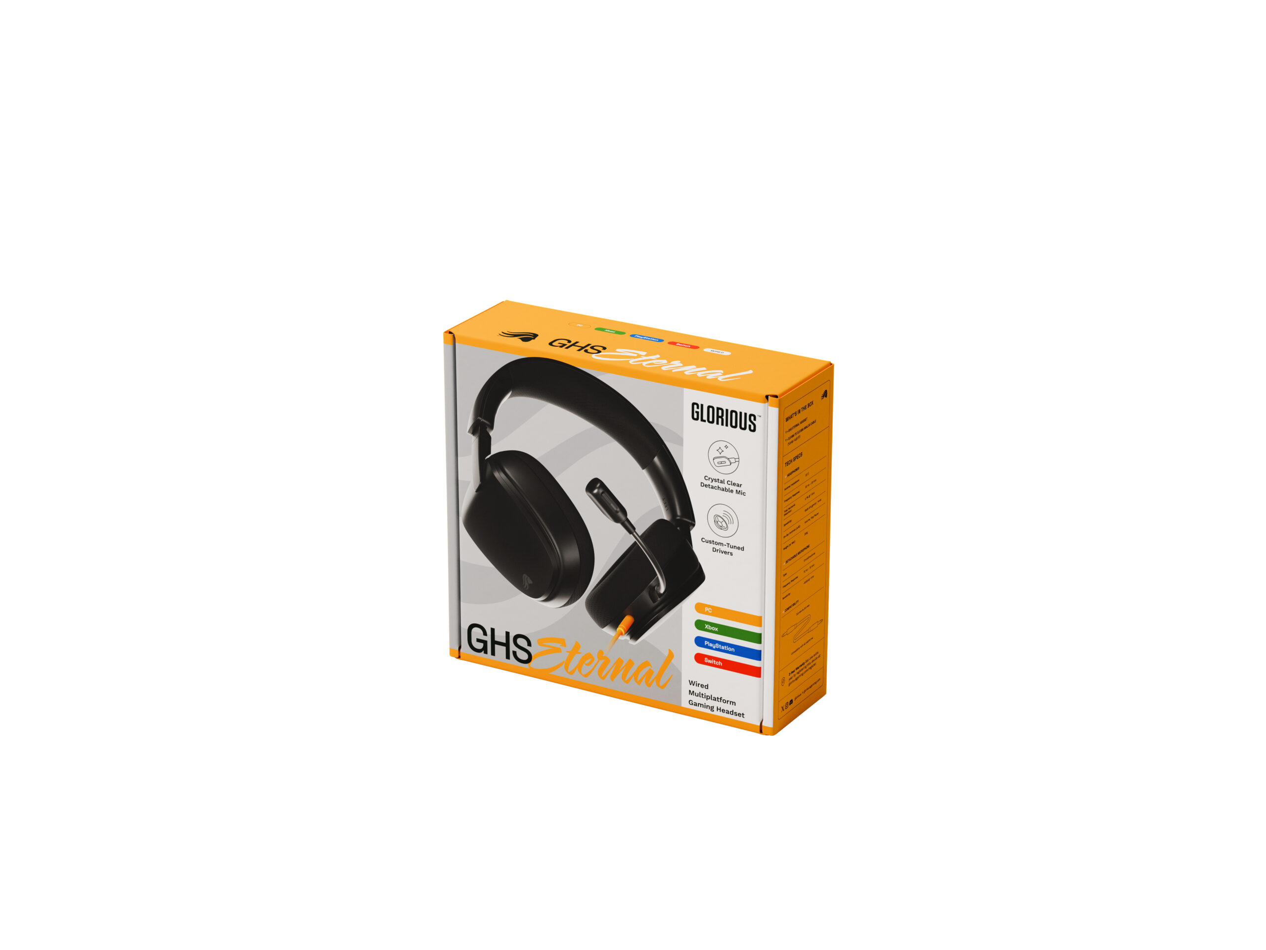 Glorious Gaming Glorious GHS Eternal - Stereo gaming headset voor pc, PS5, PS4, Xbox, Switch - Custom-tuned gekantelde drivers, verstelbare kristalheldere afneembare mic, 3,5 mm - Duurzaam dag/nacht comfort - Zwart - Afbeelding 20