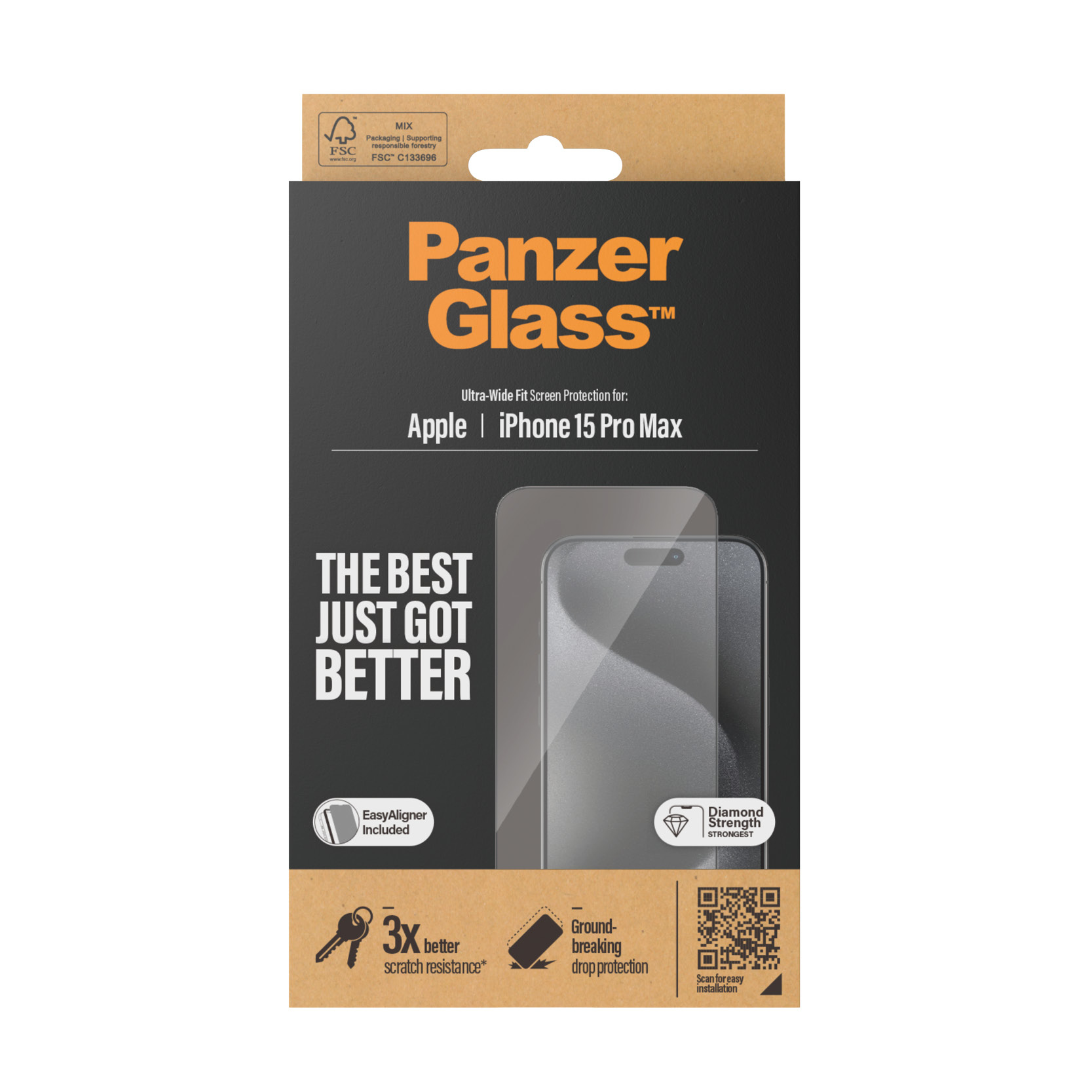PanzerGlass ® Screen Protector iPhone 15 Pro Max | Ultra-Wide Fit w. EasyAligner Doorzichtige schermbeschermer Apple 1 stuk(s) - Afbeelding 4