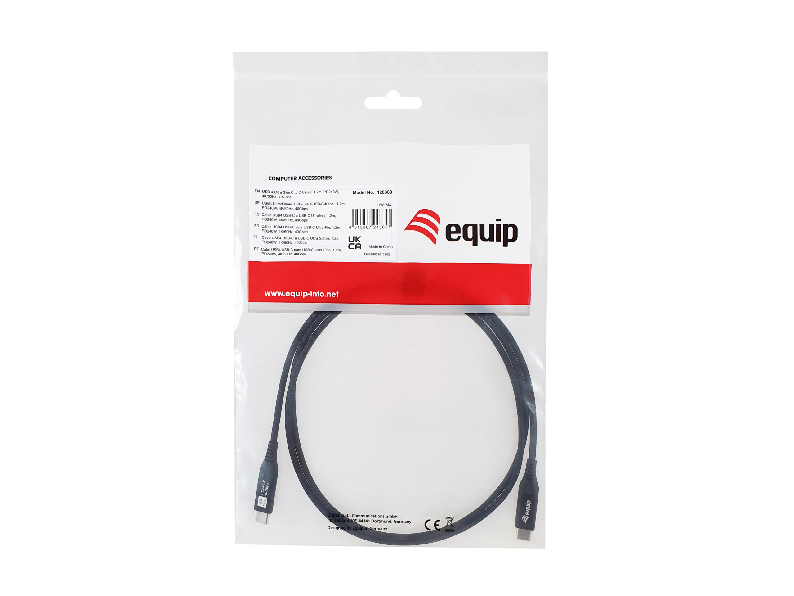 Equip 128389 USB-kabel USB4 Gen 3x2 1,2 m USB C 240 W Zwart - Afbeelding 4