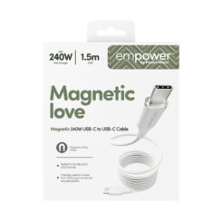PanzerGlass empower™ by ® Magnetic 240W USB-C to USB-C Cable | USB 2.0 | 1.5M | Silver White USB-kabel Wit - Afbeelding 4