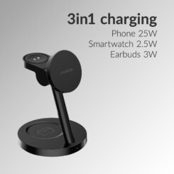 Mobilize 3in1 Charger Station MagSafe Compatible 25W Qi2.2 Black - Afbeelding 2