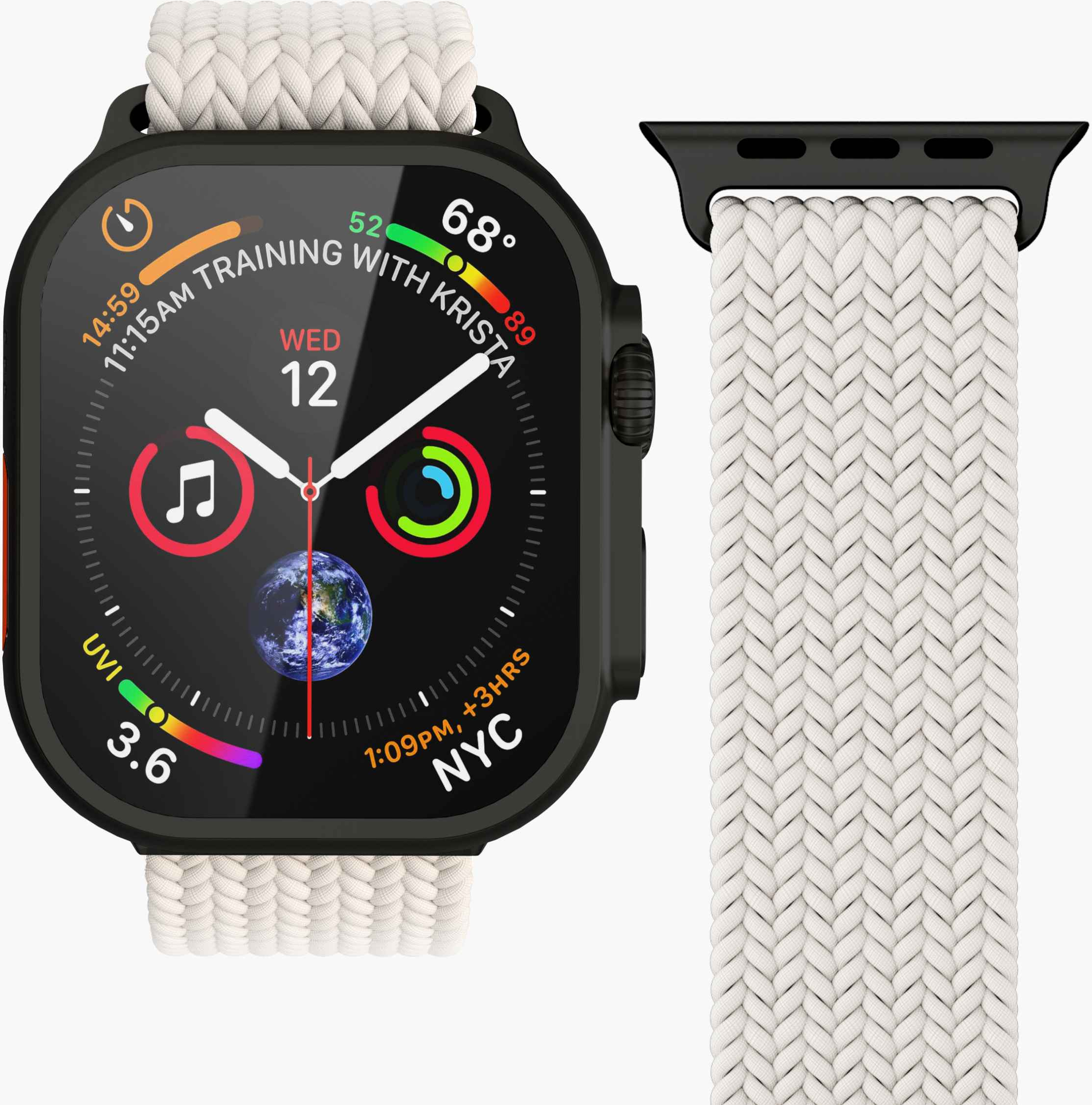 Vonmählen Woven Loop For Apple Watch 44 - 45 - 46 - 49mm One Size Black/Cream