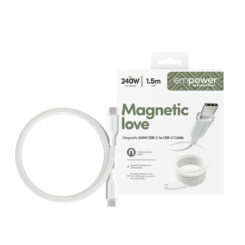 PanzerGlass empower™ by ® Magnetic 240W USB-C to USB-C Cable | USB 2.0 | 1.5M | Silver White USB-kabel Wit - Afbeelding 3