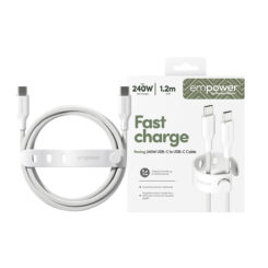 PanzerGlass empower™ by ® Racing 240W USB-C to USB-C Cable | USB 2.0 | 1.2M | Silver White USB-kabel Wit - Afbeelding 3