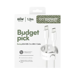 PanzerGlass empower™ by ® Racing 60W USB-C to USB-C Cable | USB 2.0 | 1.2M | Silver White USB-kabel Wit - Afbeelding 4