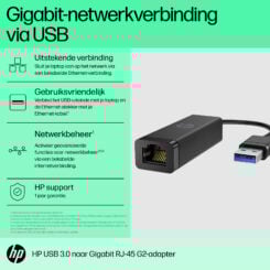 HP USB 3.0-naar-Gigabit RJ45-adapter G2