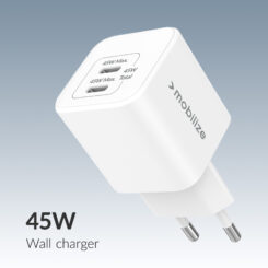 Mobilize Wall Charger 2x USB-C GaN 45W with PD/PPS White