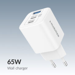 Mobilize Wall Charger 2x USB-C + 1x USB GaN 65W with PD/PPS White