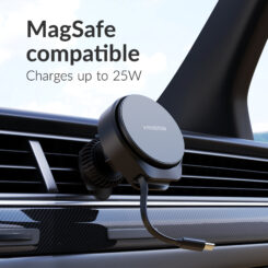 Mobilize MagSafe Compatible Car Holder/Charger 25W Qi2.2 with Retractable USB-C Cable Black - Afbeelding 3