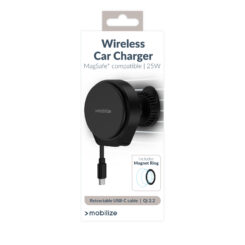 Mobilize MagSafe Compatible Car Holder/Charger 25W Qi2.2 with Retractable USB-C Cable Black - Afbeelding 7