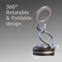 Mobilize MagSafe Compatible Phone Holder - 360° Rotatable & Foldable - Vacuum Suction - Premium Alloy - Afbeelding 2