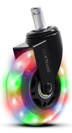 Trust GXT 25803 RGB Gamingstoel Wielen - Set zwenkwielen met RGB-verlichting – Vervangingsonderdeel – Zwart