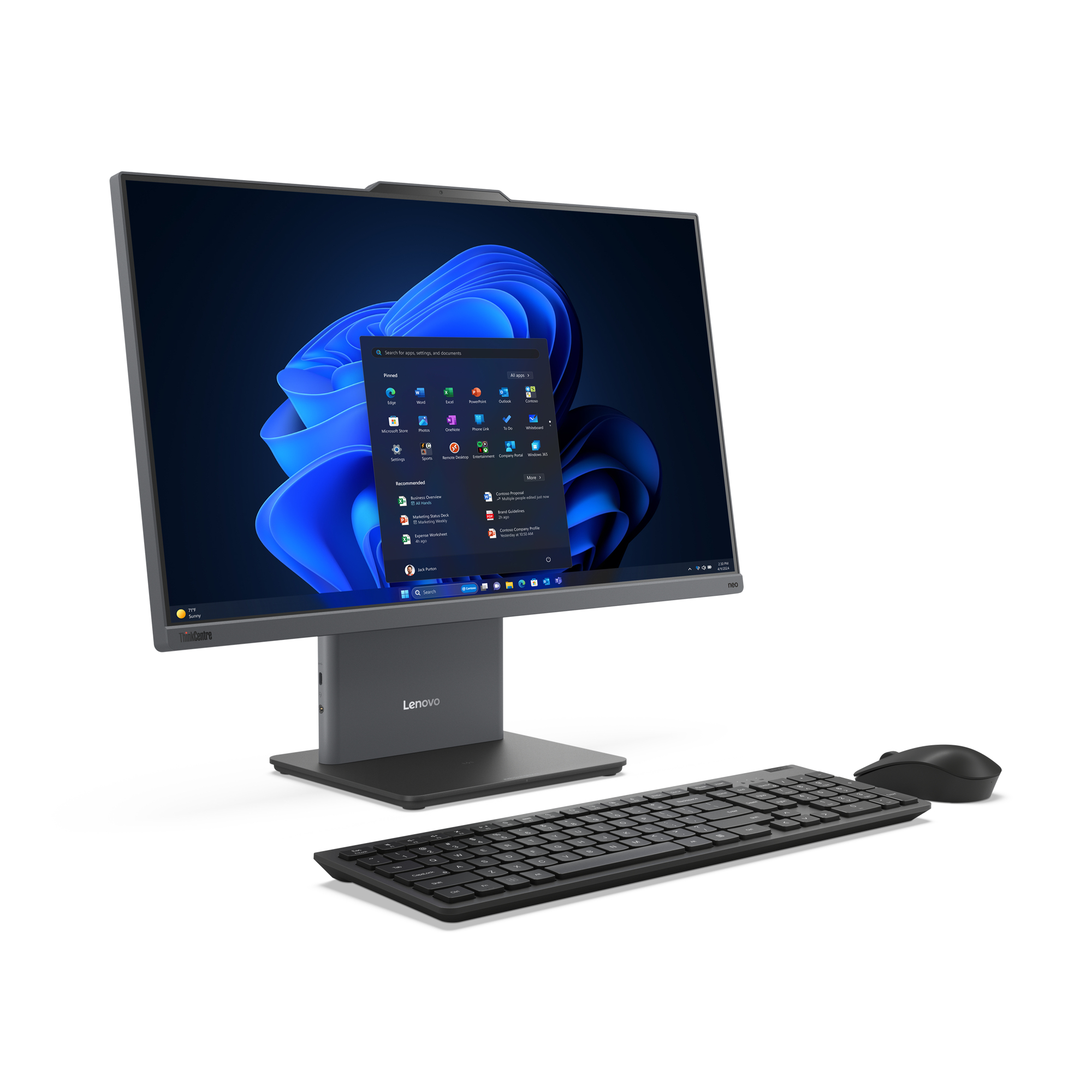 Lenovo ThinkCentre neo 50a 24 Gen 5 Intel Core 5 210H 60,5 cm (23.8") 1920 x 1080 Pixels Alles-in-één-pc 16 GB DDR5-SDRAM 512 GB SSD Windows 11 Pro Wi-Fi 6 (802.11ax) Grijs - Afbeelding 4