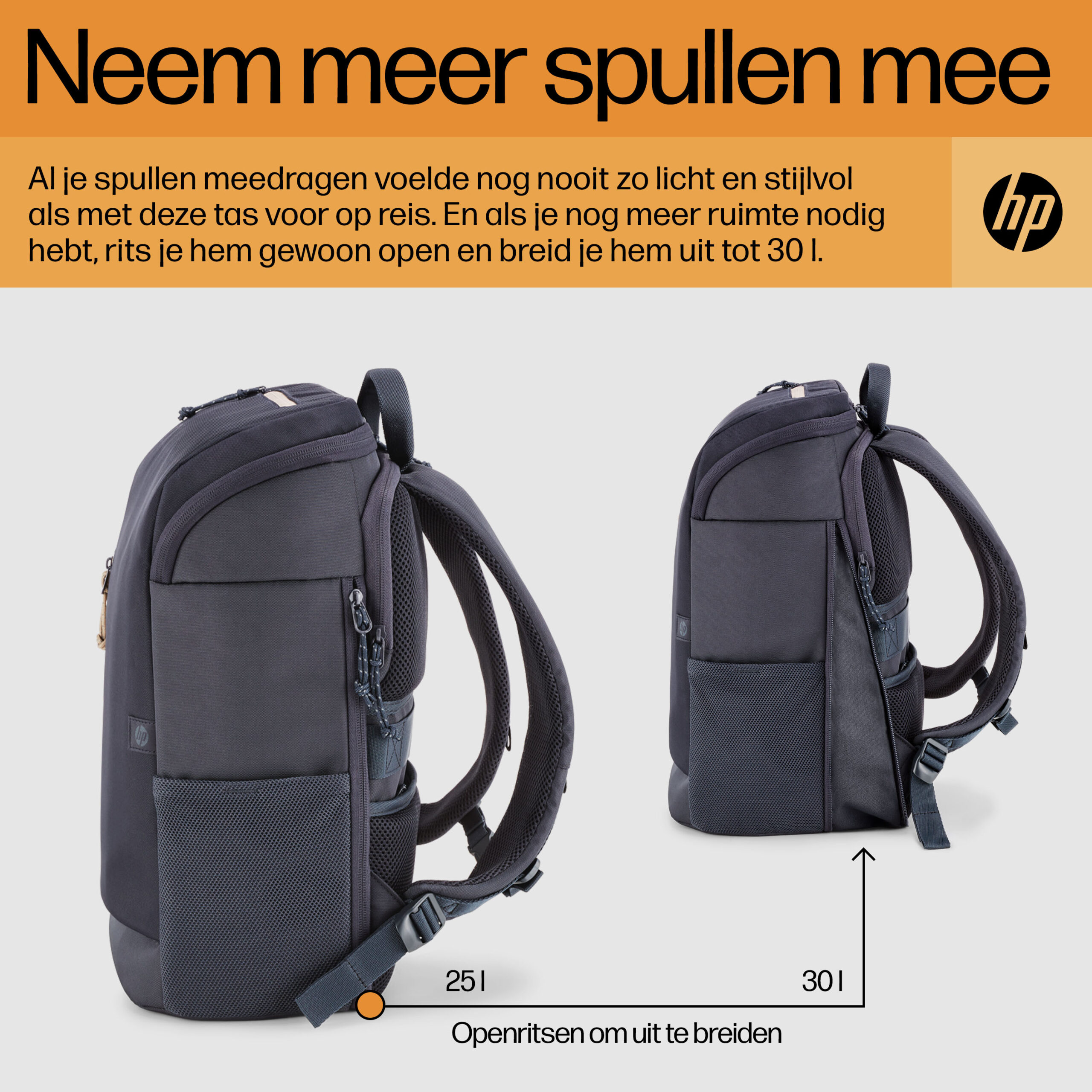 HP Travel 15,6 blauwe laptopbackpack, 25 liter - Afbeelding 6