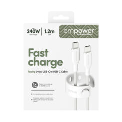 PanzerGlass empower™ by ® Racing 240W USB-C to USB-C Cable | USB 2.0 | 1.2M | Silver White USB-kabel Wit - Afbeelding 4