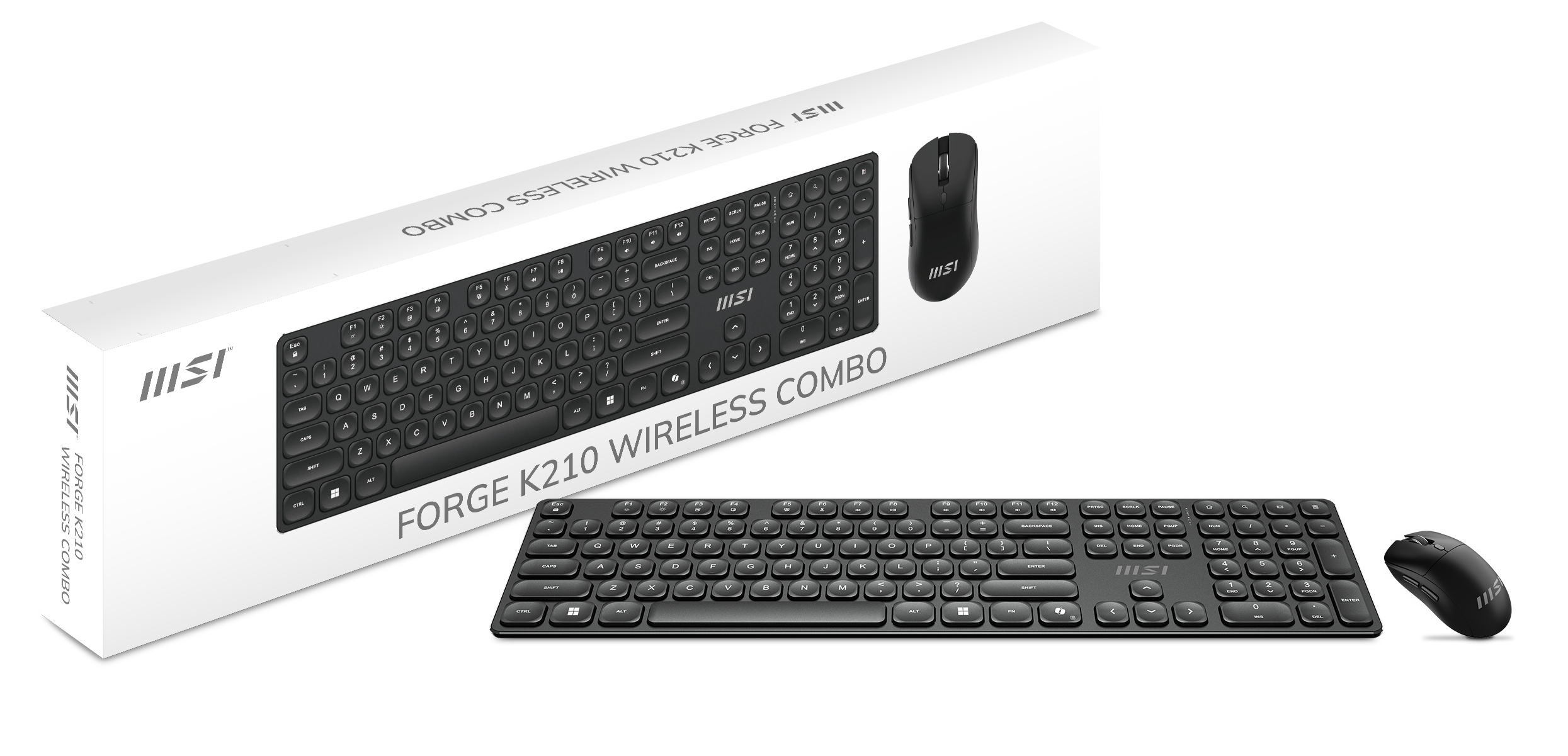 MSI FORGE K210 WIRELESS COMBO toetsenbord Inclusief muis Thuis/Werk USB QWERTY Amerikaans Engels Zwart - Afbeelding 7