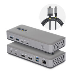 StarTech.com Dual-Monitor USB-C Docking Station, DisplayPort MST Dock, 4K 60Hz, 100W Laptop Charging, 1GbE, Driverless, Multi-Monitor Dock voor Windows - Afbeelding 2