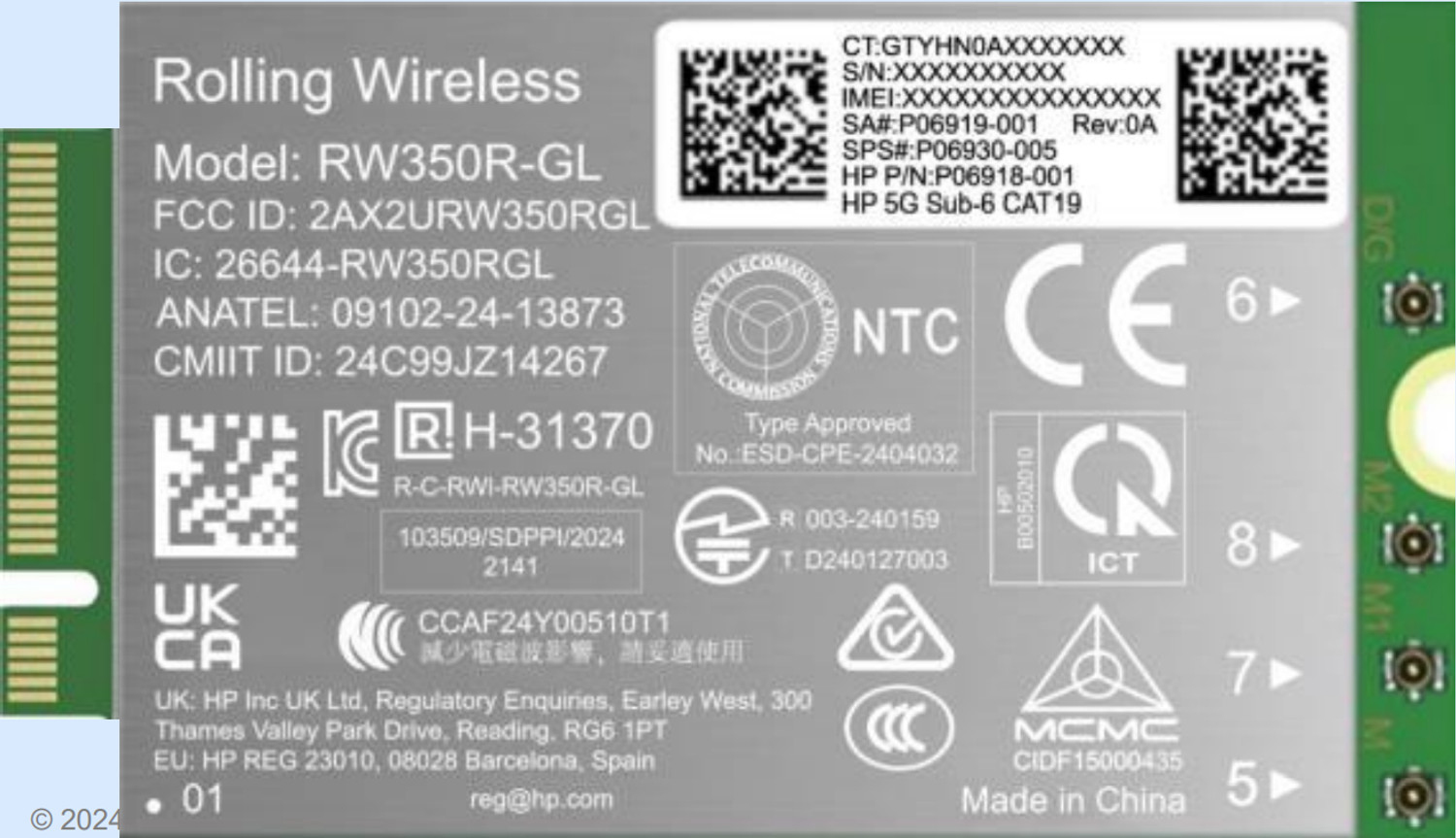 HP 5G Sub-6 WWAN interfacekaart/-adapter Intern