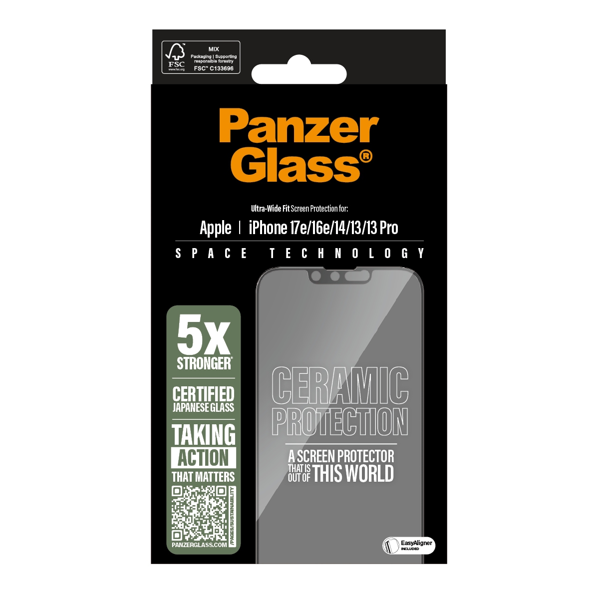 PanzerGlass ® Ceramic Screen Protector iPhone 17e | 16e | iPhone 14 | 13 Pro | 13 | Ultra-Wide Fit w. EasyAligner Doorzichtige schermbeschermer Apple 1 stuk(s) - Afbeelding 4