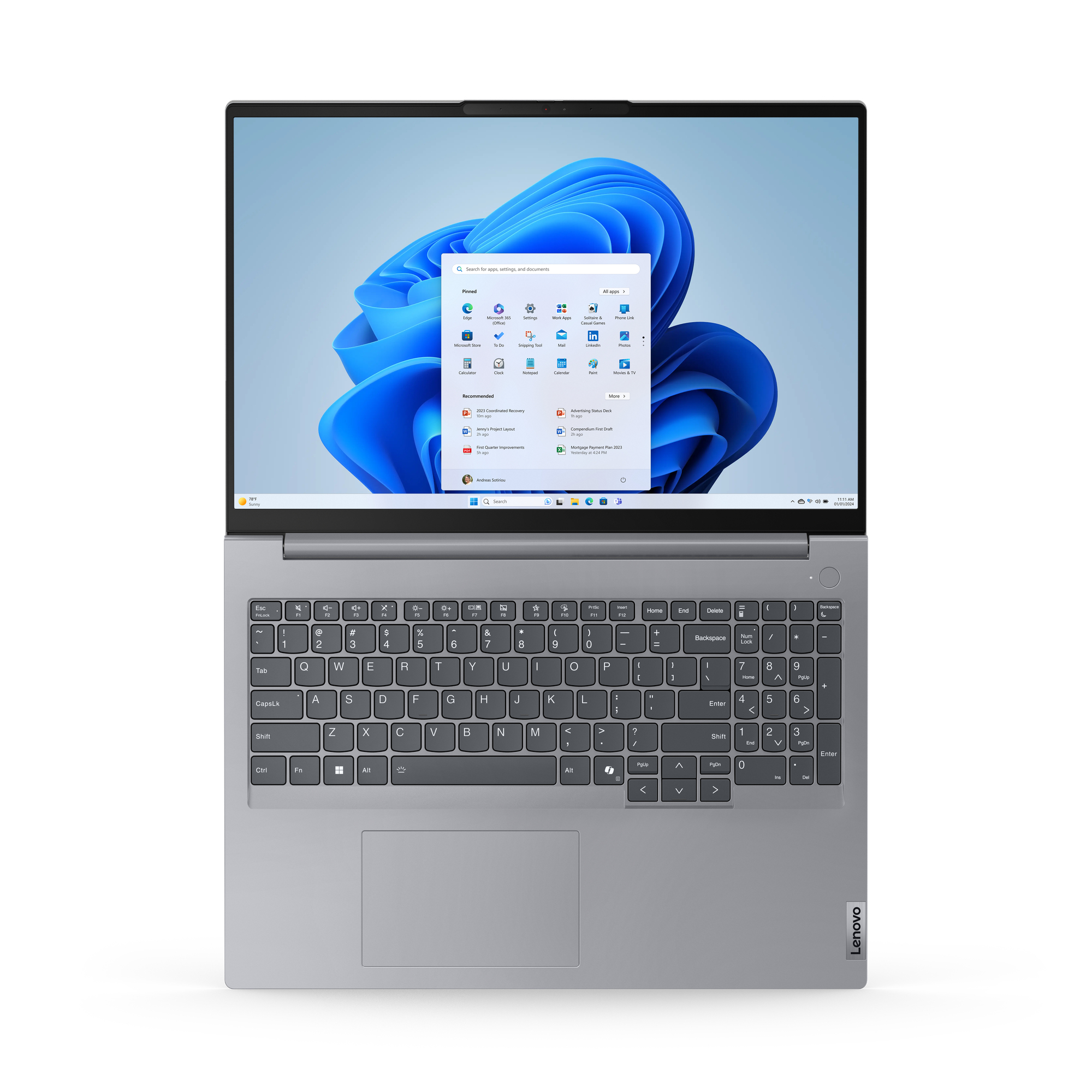 Lenovo ThinkBook 16 G7 ARP AMD Ryzen™ 5 7535HS Laptop 40,6 cm (16") WUXGA 16 GB DDR5-SDRAM 512 GB SSD Wi-Fi 6E (802.11ax) Windows 11 Pro Engels Grijs - Afbeelding 15
