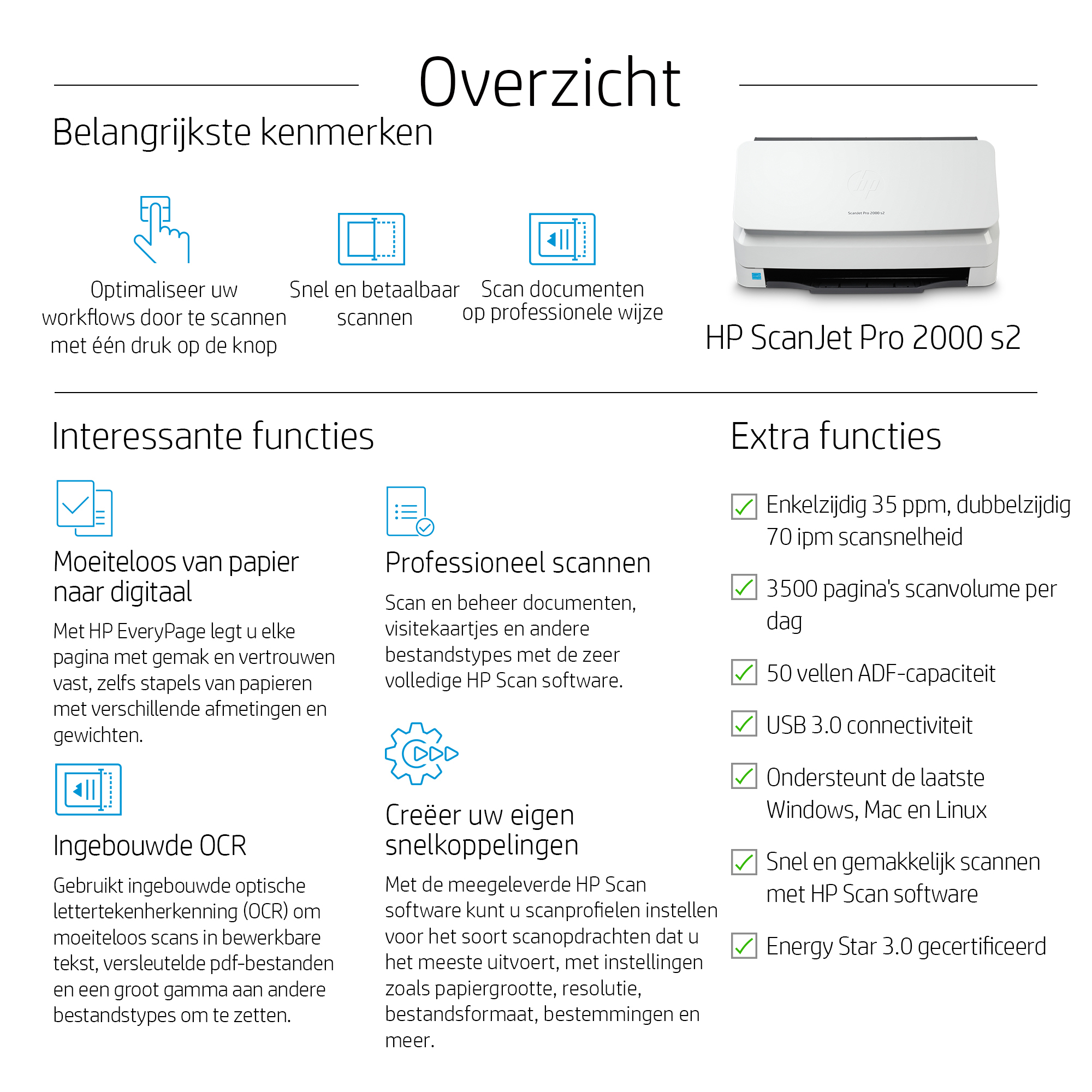 HP ScanJet Pro 2000 s2 Paginascanner 600 x 600 DPI A4 Zwart, Wit - Afbeelding 4