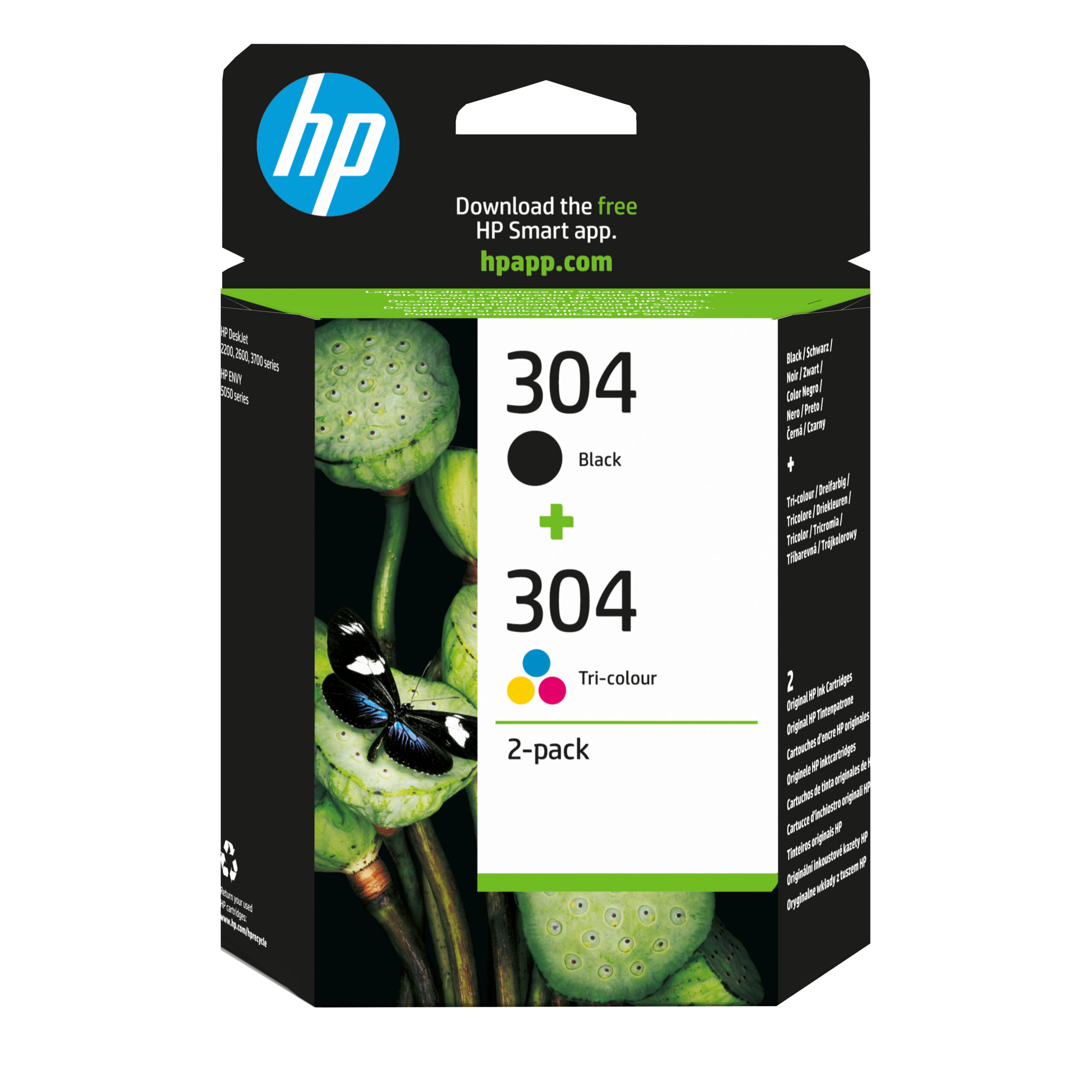 HP 304 originele zwarte/drie-kleuren inktcartridges, 2-pack - Afbeelding 2