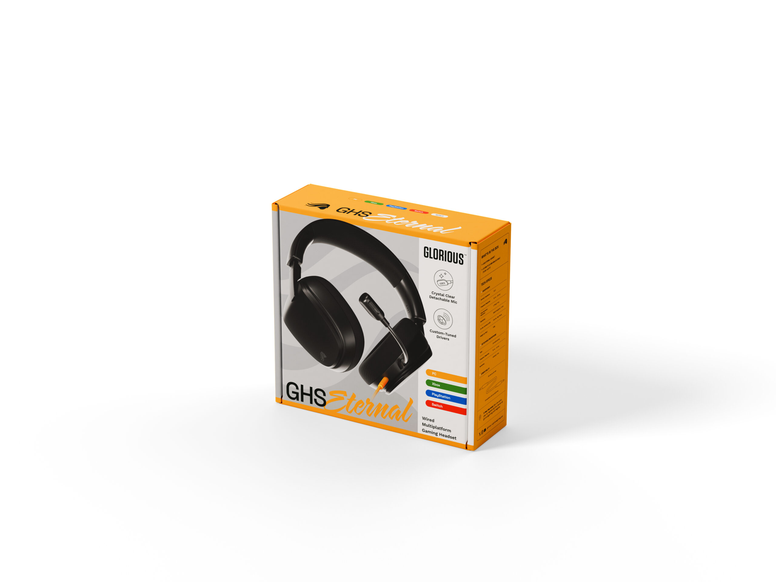 Glorious Gaming Glorious GHS Eternal - Stereo gaming headset voor pc, PS5, PS4, Xbox, Switch - Custom-tuned gekantelde drivers, verstelbare kristalheldere afneembare mic, 3,5 mm - Duurzaam dag/nacht comfort - Zwart - Afbeelding 19