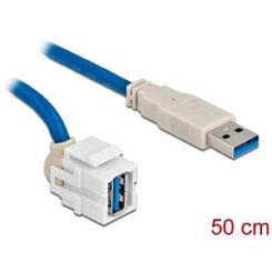 DELOCK Keystone module USB3.0 A Bu 250° > USB3.0 A St Kabel w