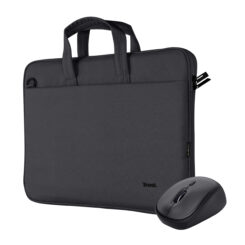 Trust Bologna laptop schoudertas 16 inch - Laptop schoudertas – Voor laptops tot 16 inch – Gerecycled materiaal – Zwart - Afbeelding 2