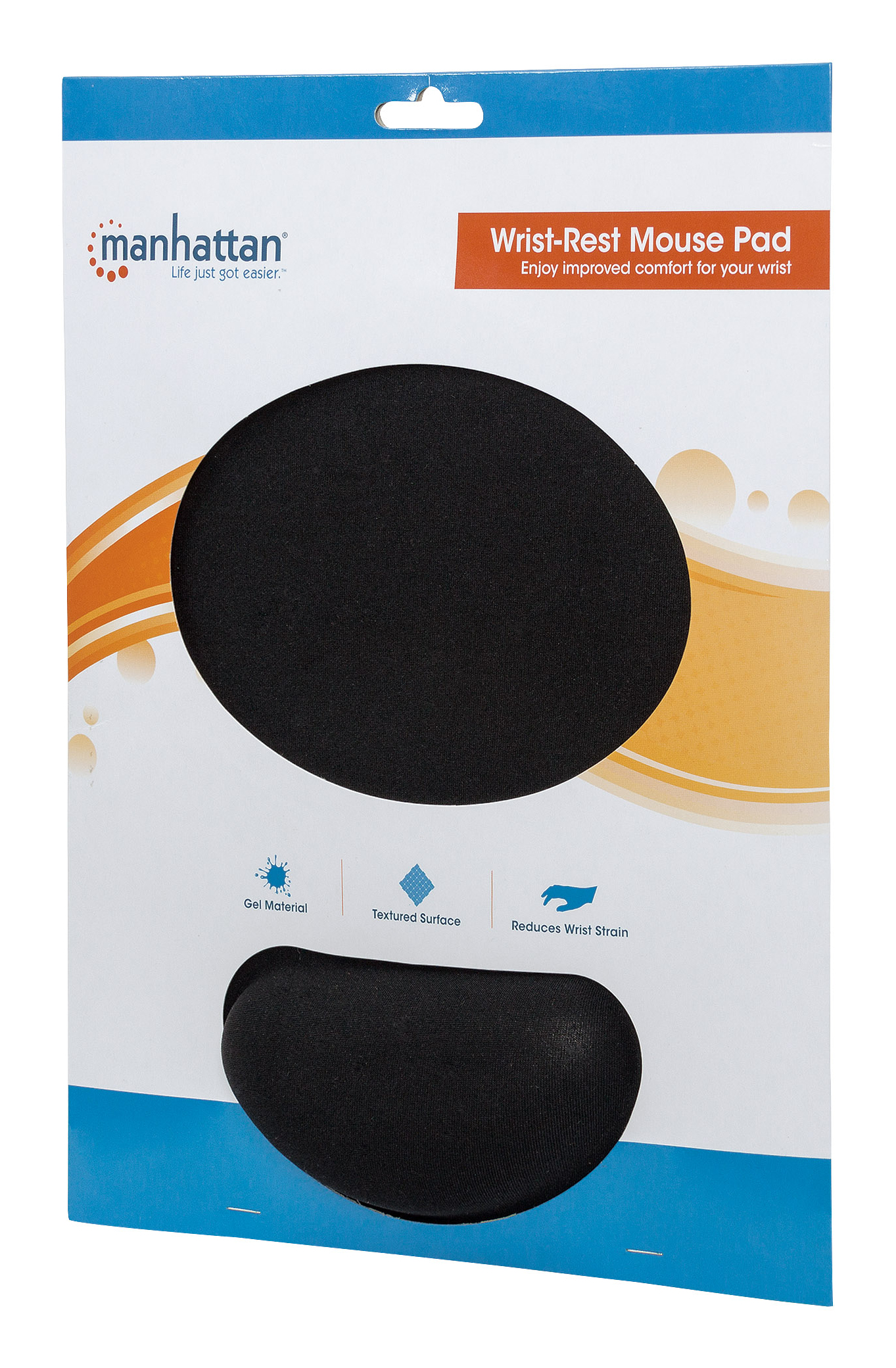 Manhattan Gel polssteun met muismat, zwart, 241 × 203 × 40 mm, antislip basis, levenslange garantie - Afbeelding 7