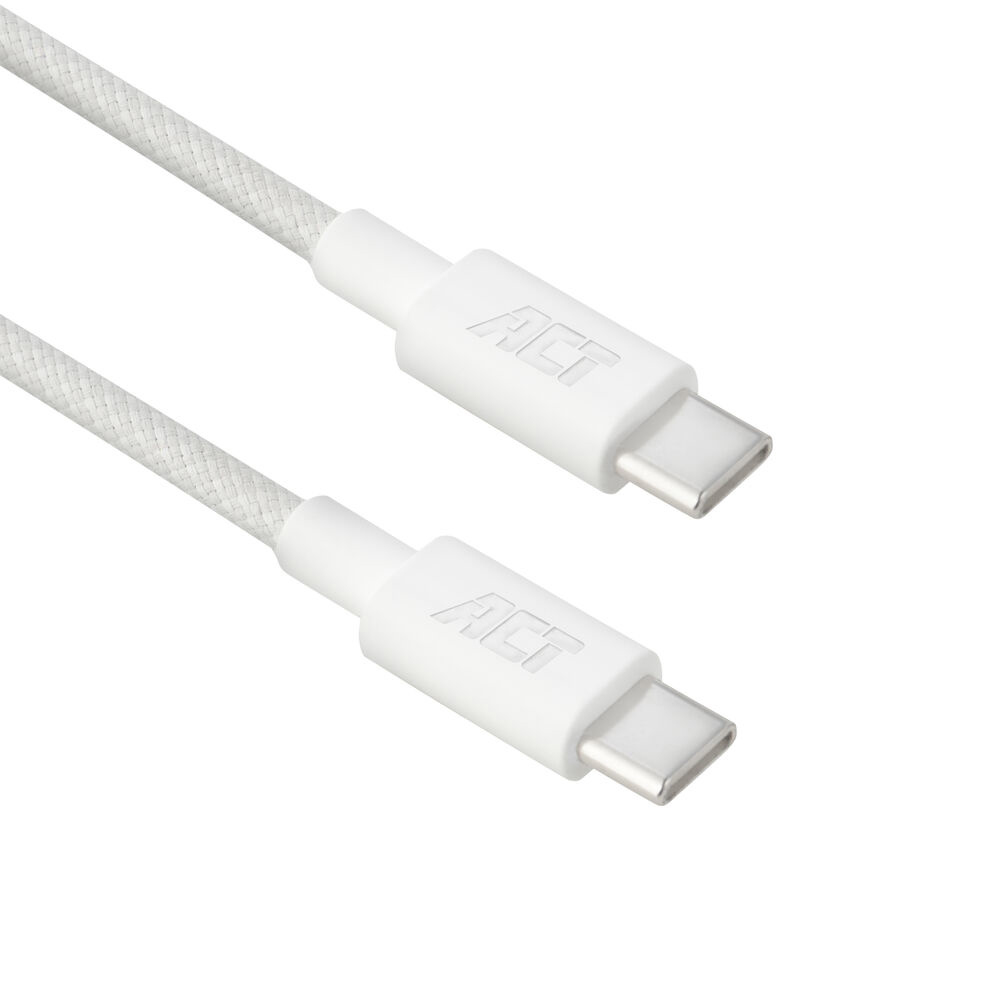 ACT USB 2.0 240W laad- en datakabel USB-C naar USB-C, wit, 1 meter